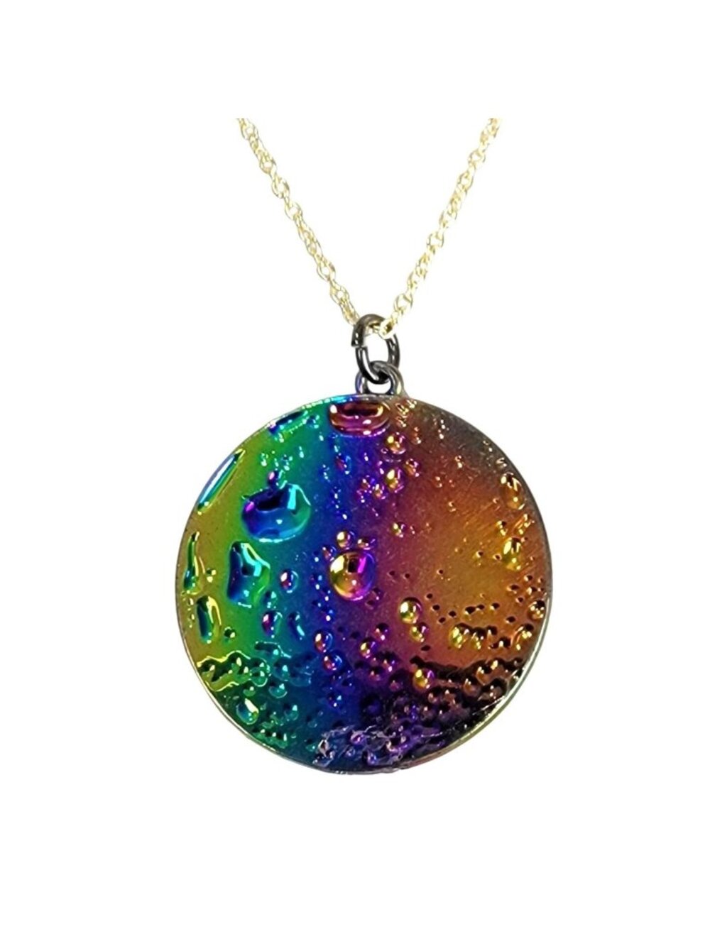 Rainbow Moon Circle Necklace Gold Tone Adjustable Chain Women Jewelry New Clasp